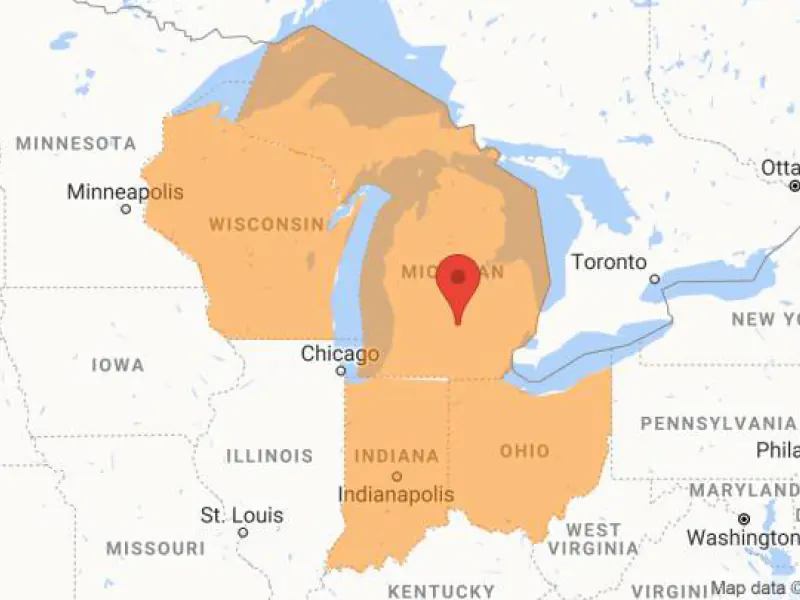 Map of commercial service area