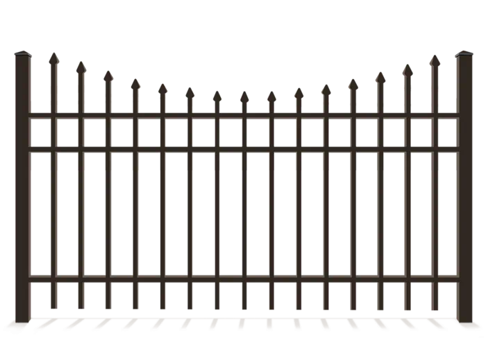 3-rail aluminum fence with concave pickets