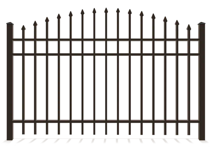 3-rail aluminum fence with convex pickets