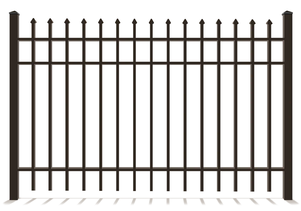 3-rail aluminum fence with spear tops