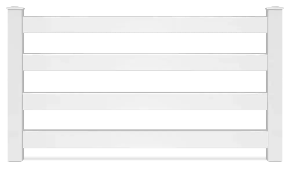 Decorative vinyl rail fence in the area.