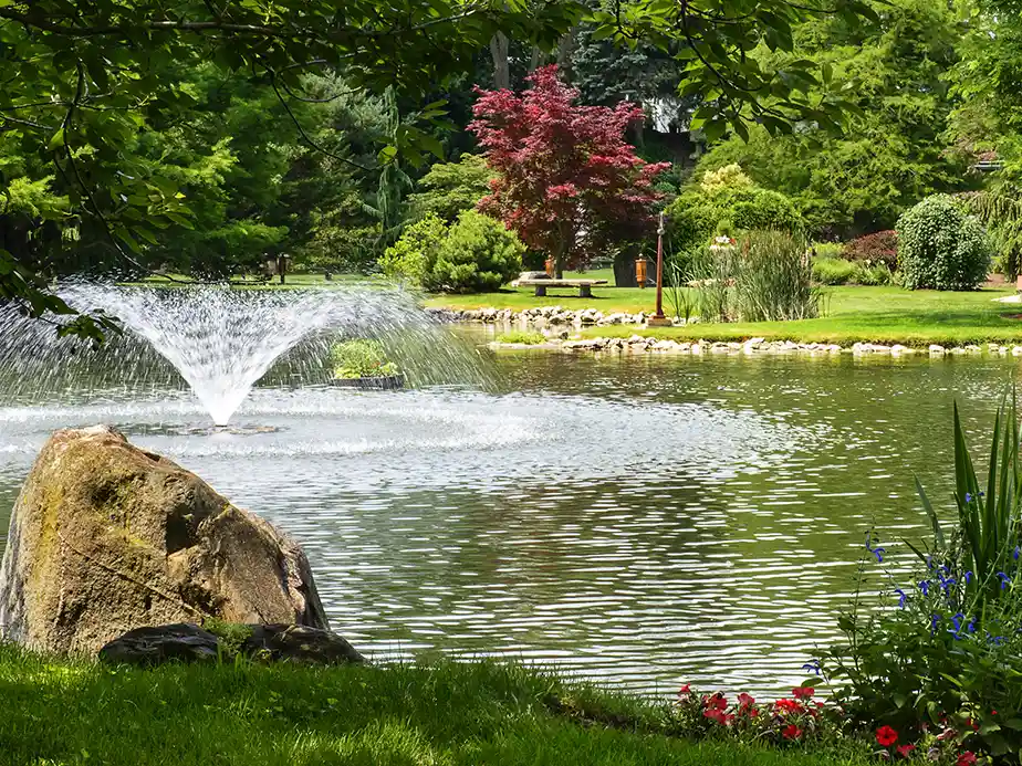 Landscape restoration crew working on a commercial property