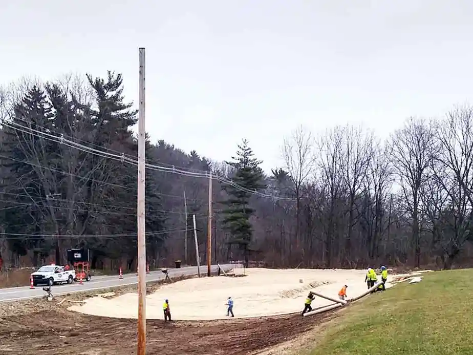 Erosion control measures installed on a slope