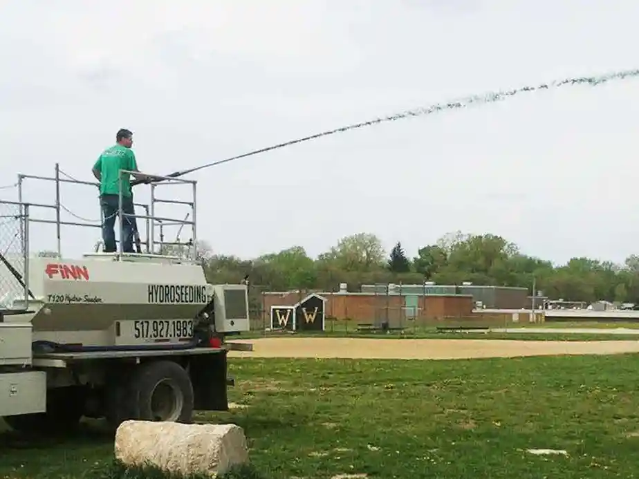 Hydroseeding application on bare soil